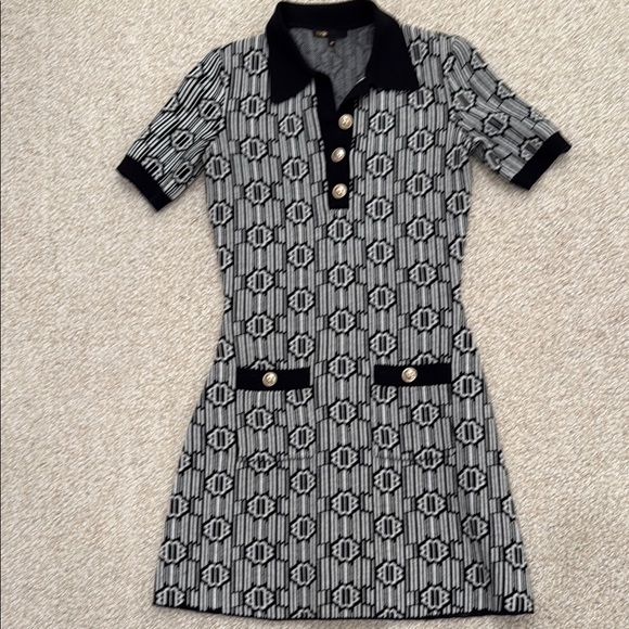 Maje Risola Chic Black and White  Patterned Dress Size 36 - Picture 1 of 5